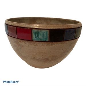 TOBIN STUDIO ART POTTERY BOWL GRAY MULTICOLOR NEW HOME DINING SERVE WARE DECOR